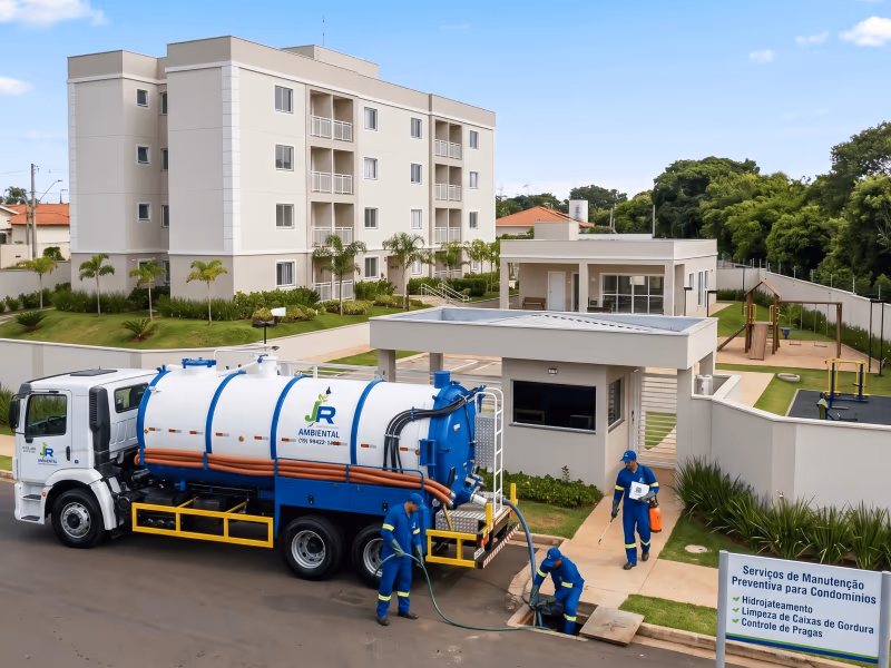 Equipe JR Limpeza realizando serviço de saneamento ambiental em Campinas